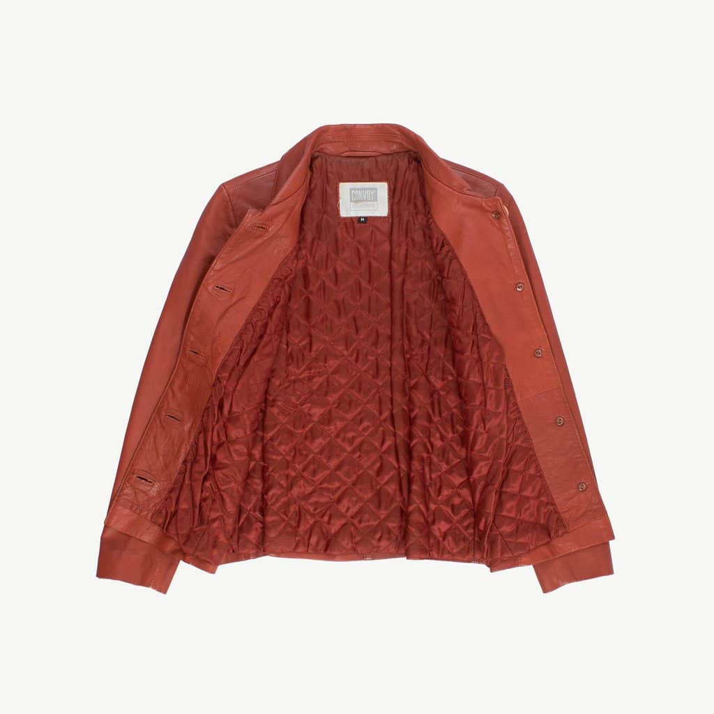Orange leather jacket with large floral buttons, Y2K vintage - Medium - Image 2