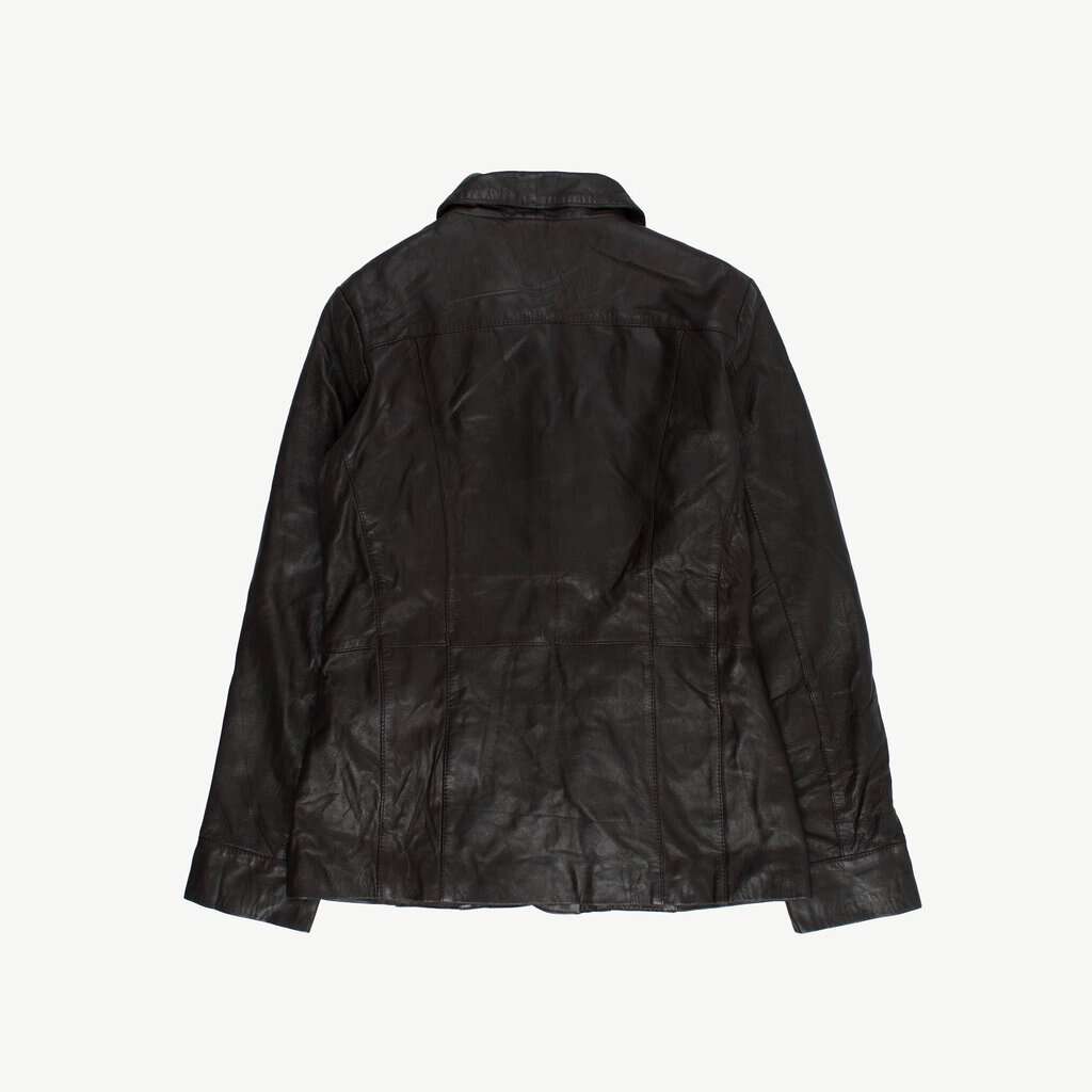 Brown leather jacket, Y2K vintage fitted blazer - S - Image 3