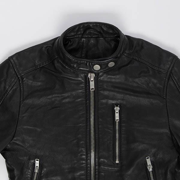 Superdry black leather jacket, racer café biker jacket, womens - XS - Image 4