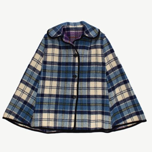60s purple reversible tartan cape - Free size