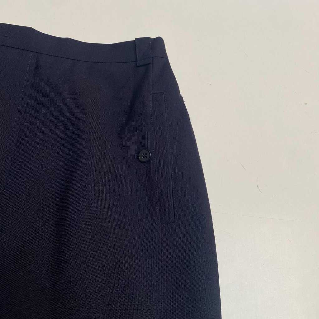 Navy wool short skirt with buttoned pockets, fully lined, minimalist style, 26 waist - Small - Image 7