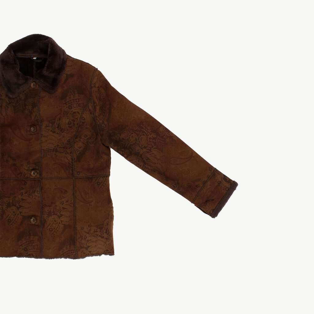 Faux shearling patterned jacket, womens fake sheepskin, 60s style - Small / Medium - Image 5