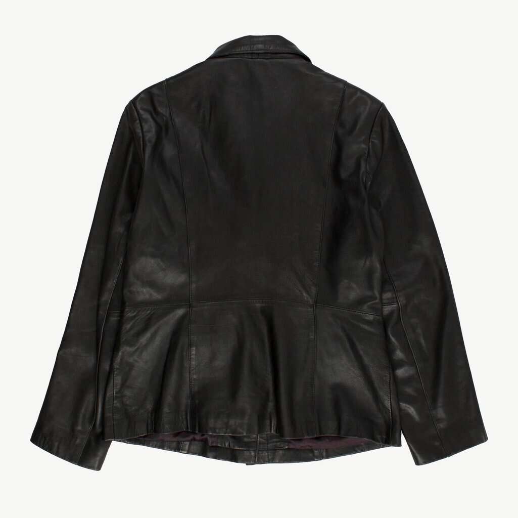 Black leather vintage jacket, fitted blazer, retro real leather jacket - Medium / Large - Image 4
