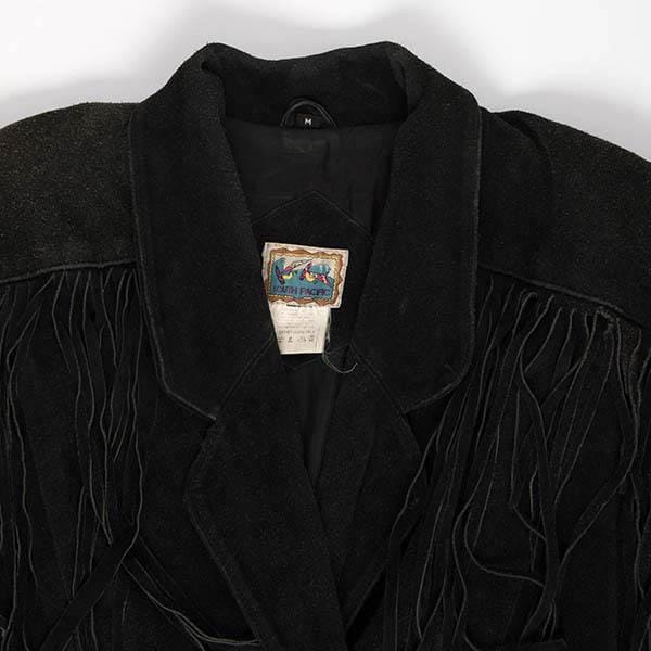 80s black suede fringed jacket, cropped leather festival jacket, womens vintage suede jacket - Medium - Image 5