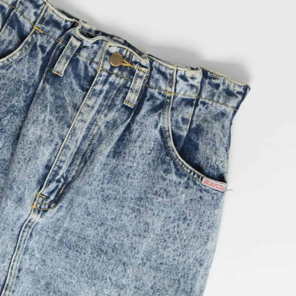 Bleached denim skirt by Brawlers, 80s vintage Fade Out, 27 waist - Small / Medium - Image 3