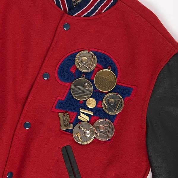 Rare American red varsity jacket volleyball medal patches, Munday personalised letterman jacket USA made Holloway Original - Small / Medium - Image 7