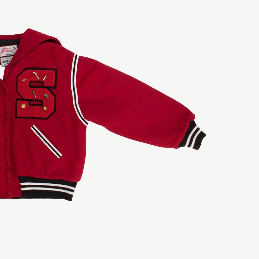 Womens Panthers letterman varsity jacket red sailor collar by Ripon Athletics, USA made vintage - Large - Image 4