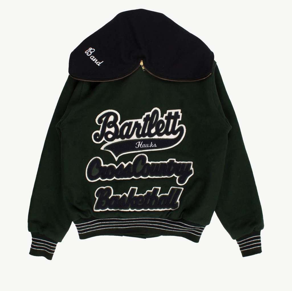 Womens Hawks vintage varsity jacket forest green wool sailor collar by The Original Holloway letterman jacket - Medium / Large - Image 3