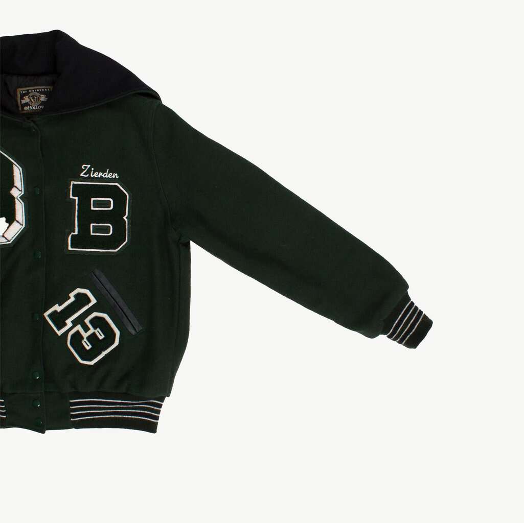 Womens Hawks vintage varsity jacket forest green wool sailor collar by The Original Holloway letterman jacket - Medium / Large - Image 4