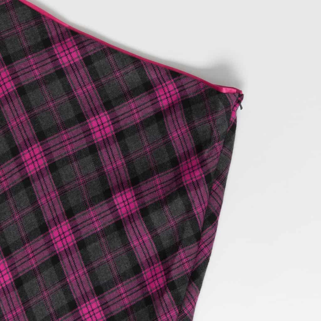 Neon pink plaid skirt with lining, A-line 90s Y2K colourful vintage skirt, 28 waist - Small / Medium - Image 2