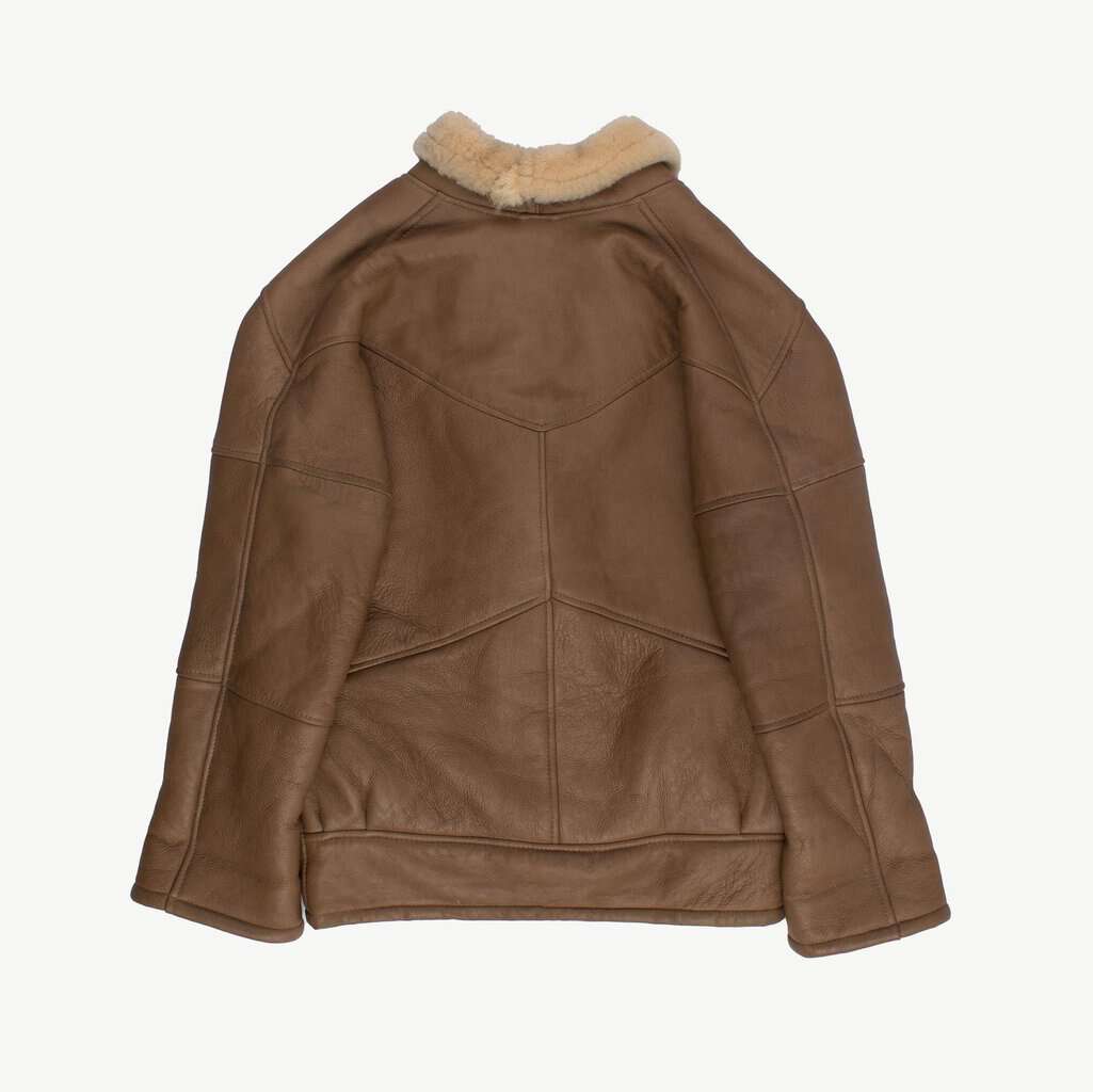 Sheepskin coat, 80s tan leather shearling jacket - L - Image 3