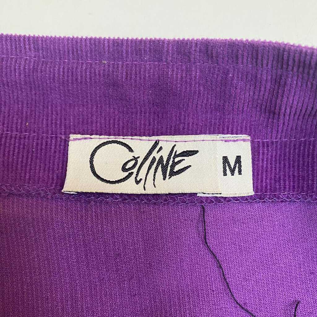 Colourful fine corduroy mini skirt in purple and black, Y2K colour block skirt by Coline, 32 waist - Medium / Large - Image 6
