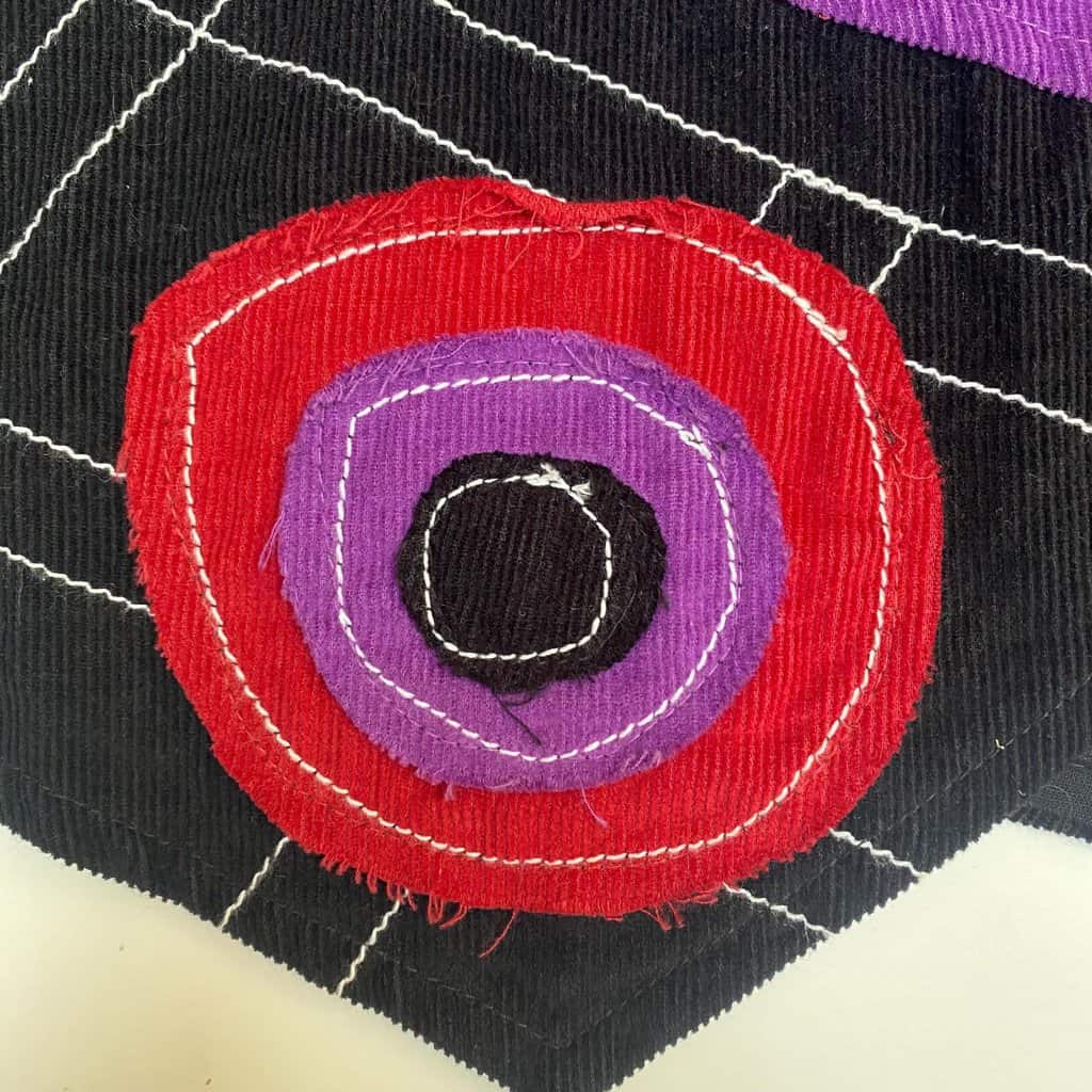 Colourful fine corduroy mini skirt in purple and black, Y2K colour block skirt by Coline, 32 waist - Medium / Large - Image 7