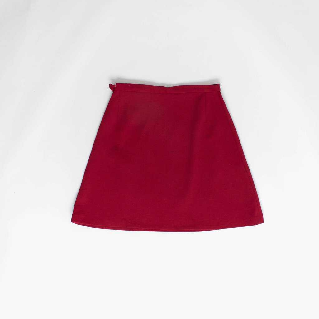 1960s vintage short a-line skirt in crimson red, 60s mod fashion, 26 waist - Small - Image 3