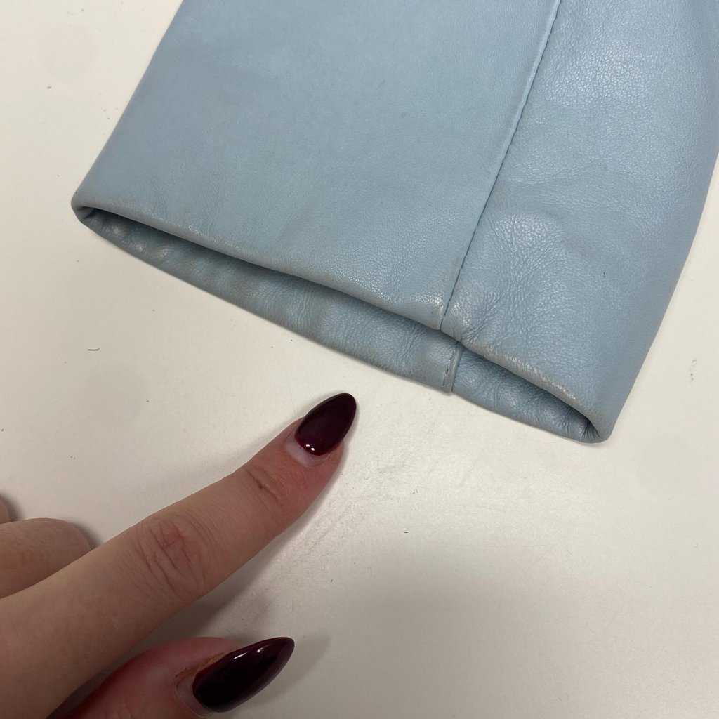 Baby blue leather jacket, pastel blazer, vintage - S/M - Image 8