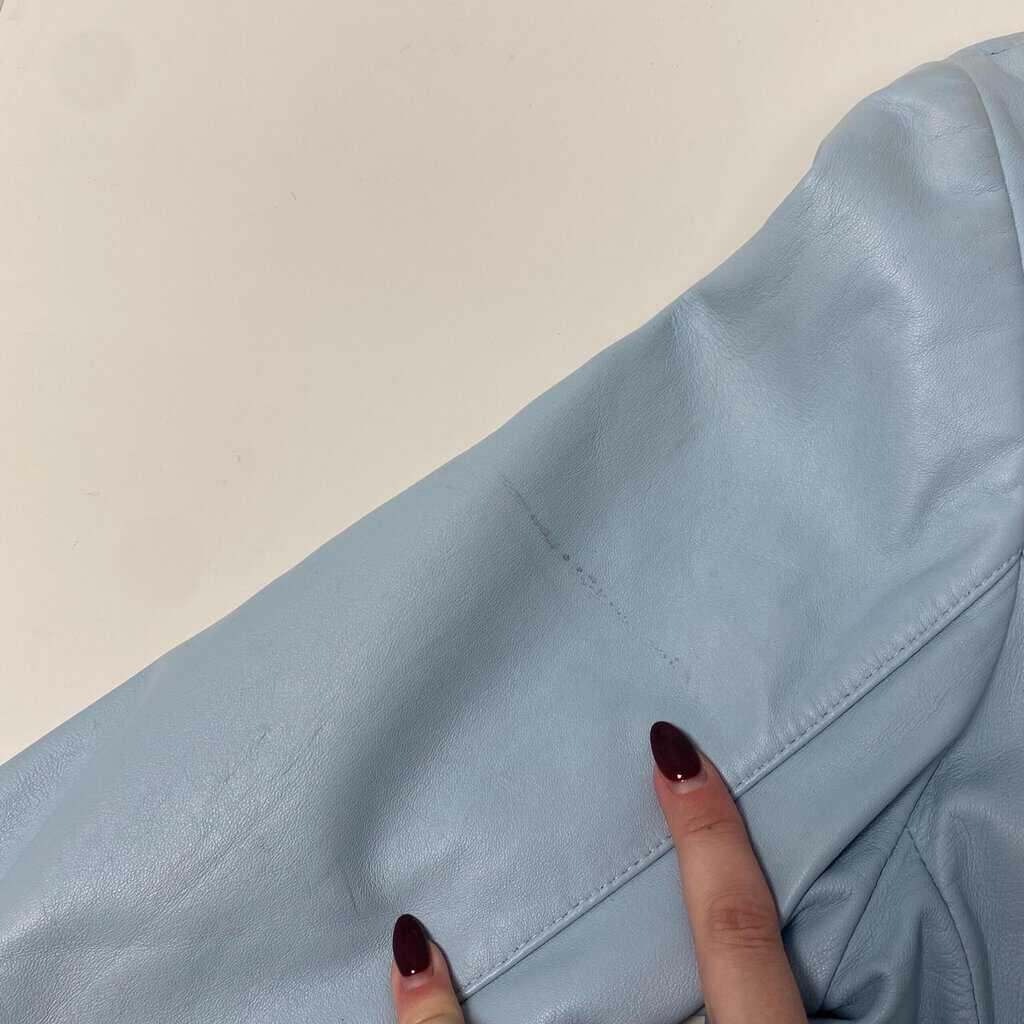 Baby blue leather jacket, pastel blazer, vintage - S/M - Image 10