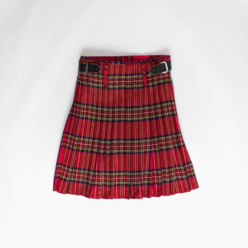 Traditional Scottish kilt in red tartan with buckle waist, Stewart Royal tartan skirt, 32 waist - Medium / Large
