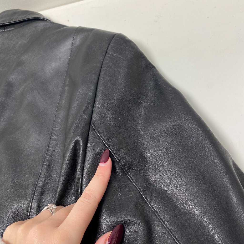 90s Gapelle black real leather jacket, vintage leather blazer - Medium - Image 6