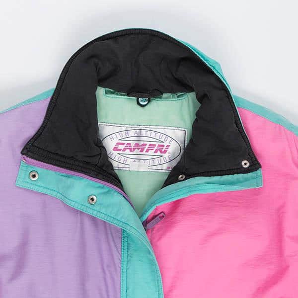 Womens 90s colour block padded jacket, colourful vintage sports jacket - Large - Image 6