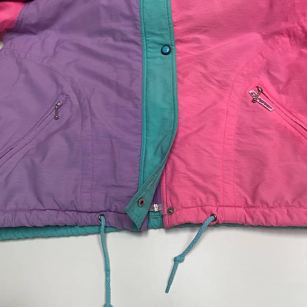 Womens 90s colour block padded jacket, colourful vintage sports jacket - Large - Image 8
