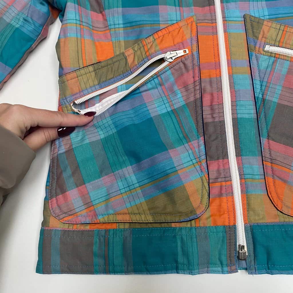 Womens 70s light padded jacket, vintage pastel plaid fitted jacket - XS / Small - Image 8