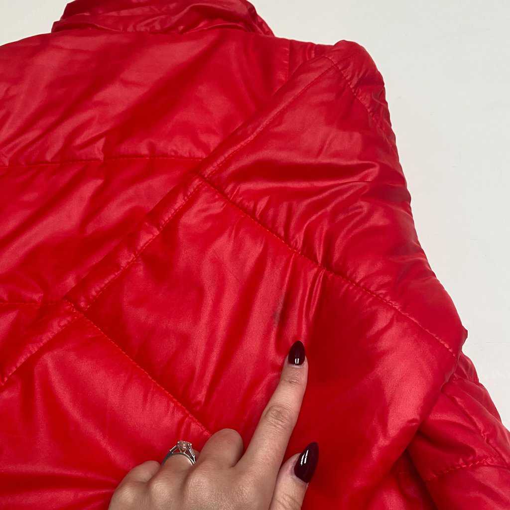 Mens vintage red puffer jacket, 80s jacket with lumberjack patch - Large - Image 9