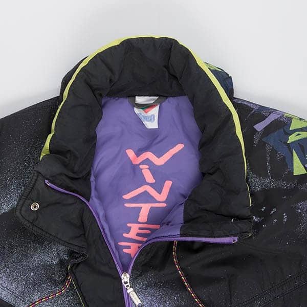 Womens Rodeo ski jacket with crazy snow pattern, 80s vintage puffer jacket - Medium / Large - Image 5