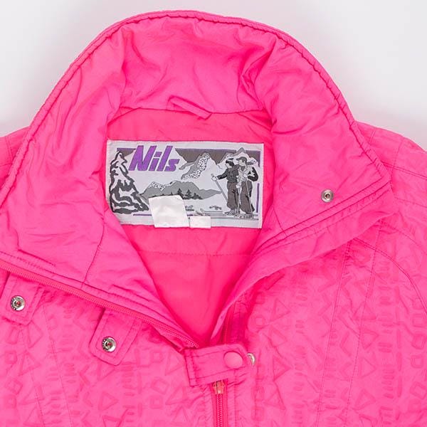 Womens 80s vintage bright pink ski jacket by Nils, luminous puffer jacket - Medium - Image 5