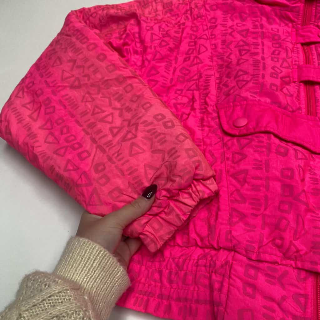 Womens 80s vintage bright pink ski jacket by Nils, luminous puffer jacket - Medium - Image 8