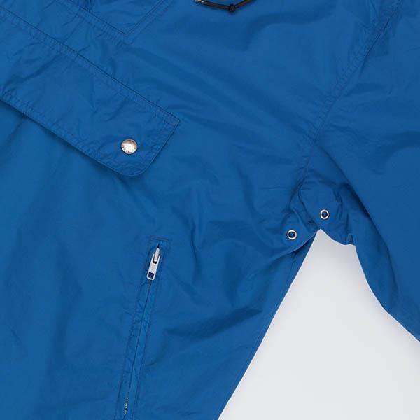 Blue mens pullover quarter zip windbreaker, vintage hooded rain jacket - Medium - Image 7