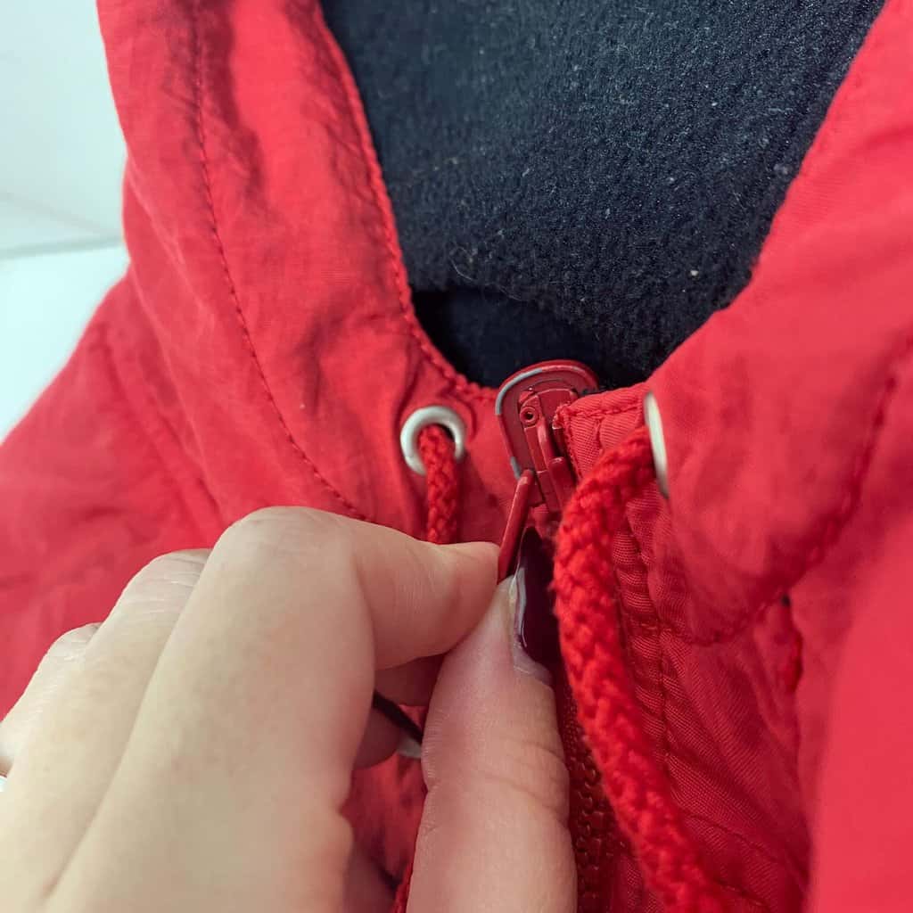 90s vintage red black reversible windbreaker jacket, fleece lined jacket - Small / Medium - Image 8