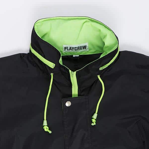 Mens 80s vintage luminous yellow and black pullover rain jacket, kangaroo pocket - XL - Image 4