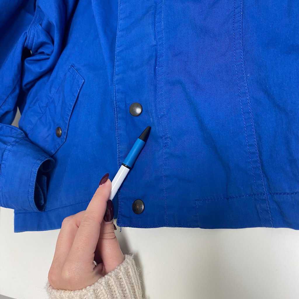 80s vintage Ellesse flannel lined blue cotton jacket, mens - Medium / Large - Image 8