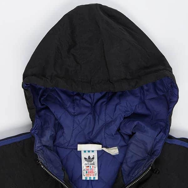 90s vintage mens Adidas padded coat, black sports brand training jacket - Large / XL - Image 5