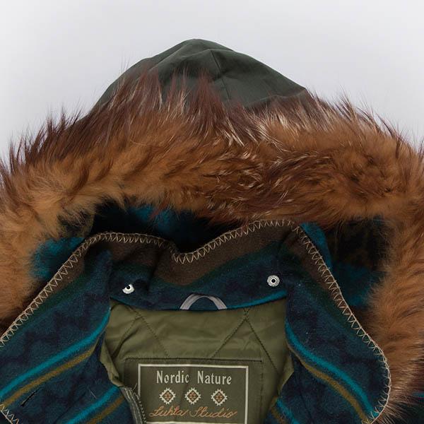 Green parka jacket, padded anorak made in Finland - L - Image 5