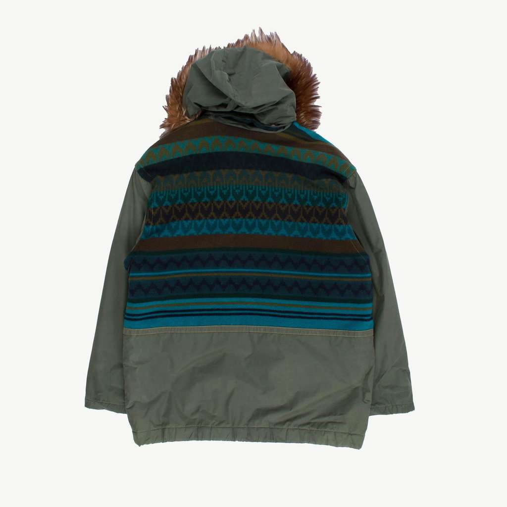 Green parka jacket, padded anorak made in Finland - L - Image 3