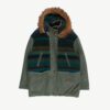 Womens vintage green parka jacket, padded anorak made in Finland on a white background