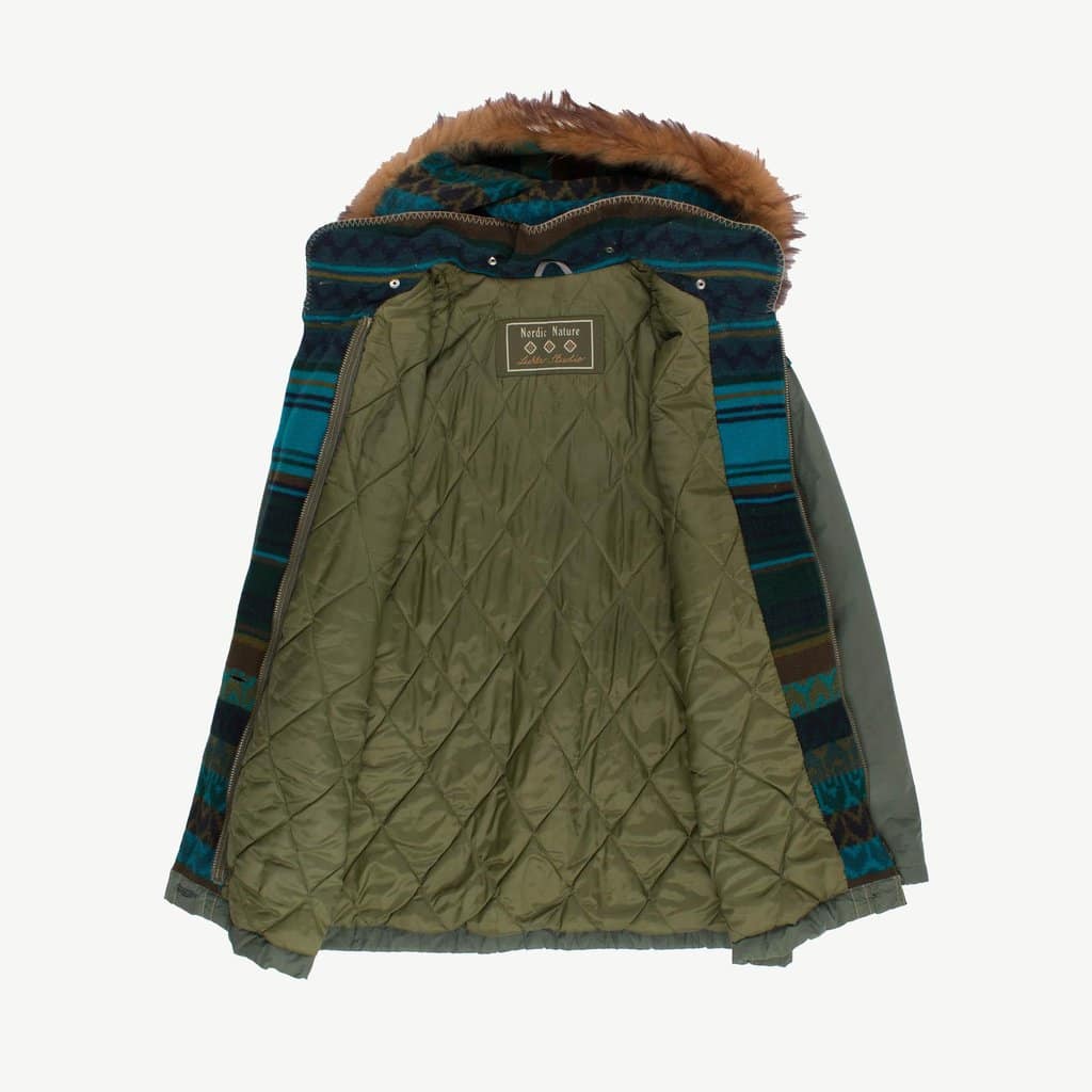 Green parka jacket, padded anorak made in Finland - L - Image 2