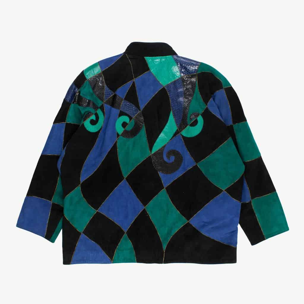 Rare vintage patchwork leather batwing jacket, 1980s oversize suede coat - Medium / Large - Image 3