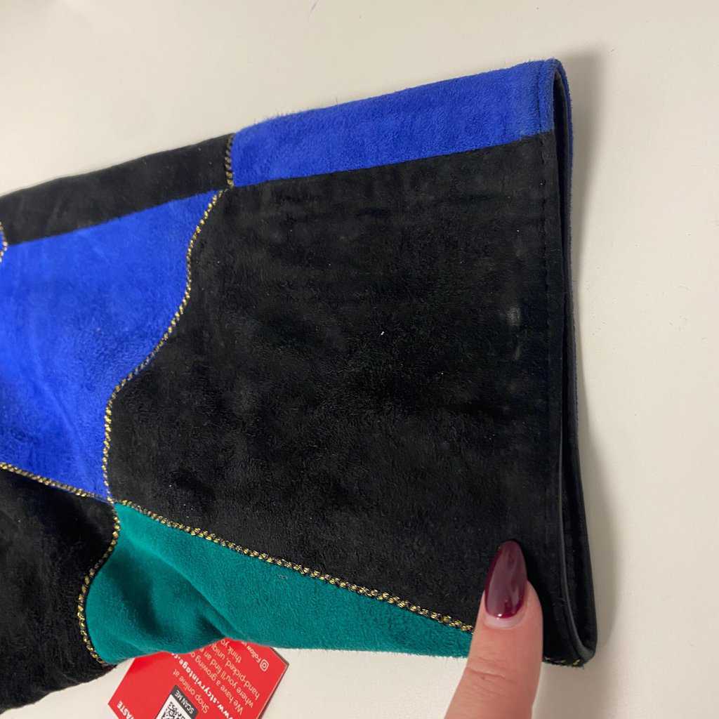 Rare vintage patchwork leather batwing jacket, 1980s oversize suede coat - Medium / Large - Image 7