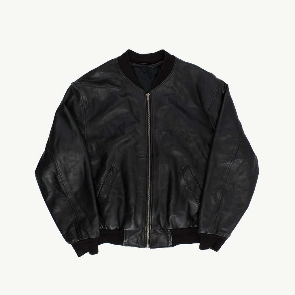 80s short vtg 真新しい real leather bomber jacket