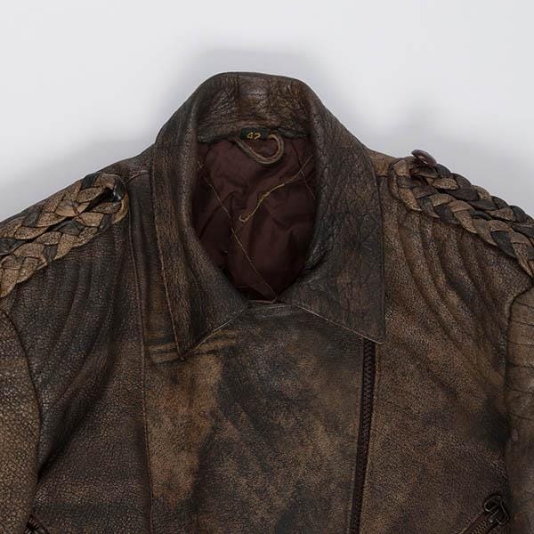 Womens brown leather jacket 80s motorcycle jacket, faded patina - Small - Image 6
