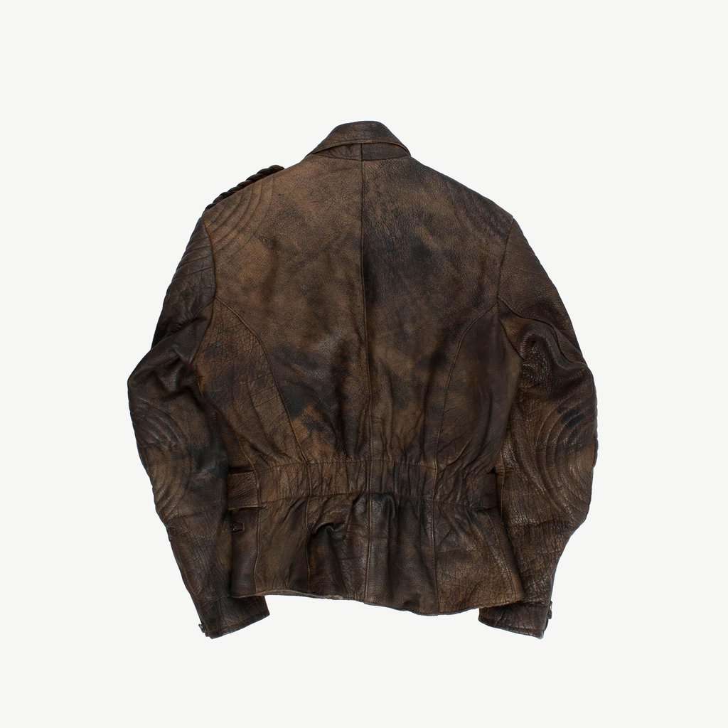 Womens brown leather jacket 80s motorcycle jacket, faded patina - Small - Image 5