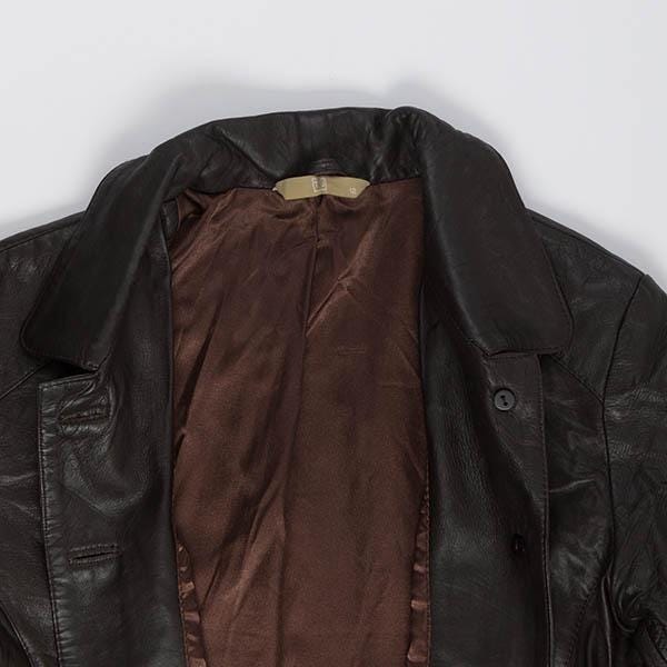 Brown leather jacket, Y2K vintage fitted blazer - S - Image 5