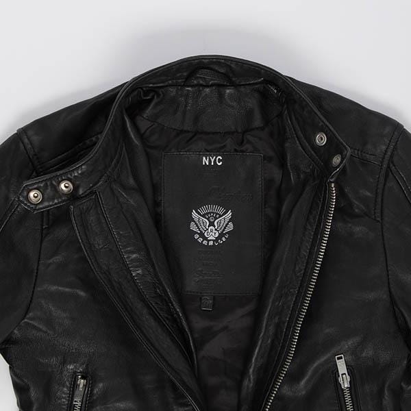 Superdry black leather jacket, racer café biker jacket, womens - XS - Image 5