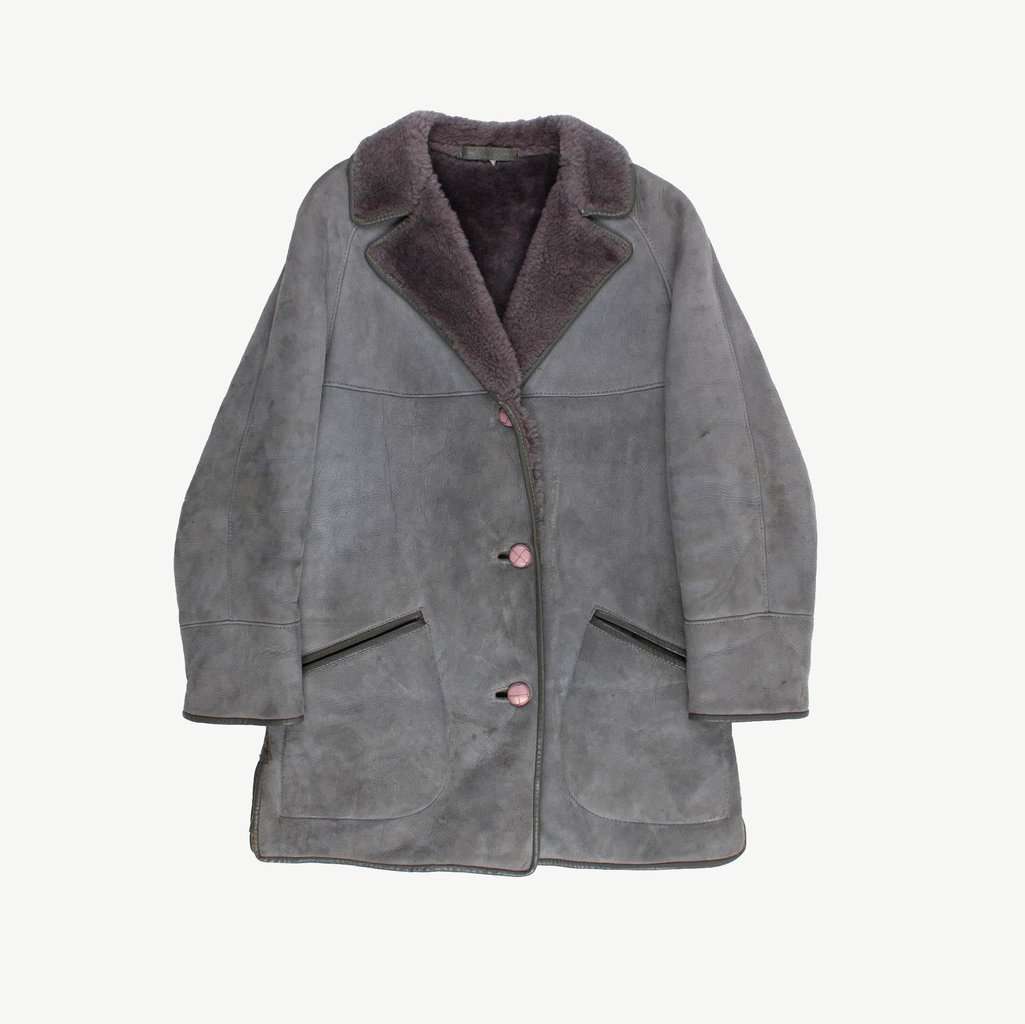 Vintage blue-grey sheepskin Husky Leather jacket - L