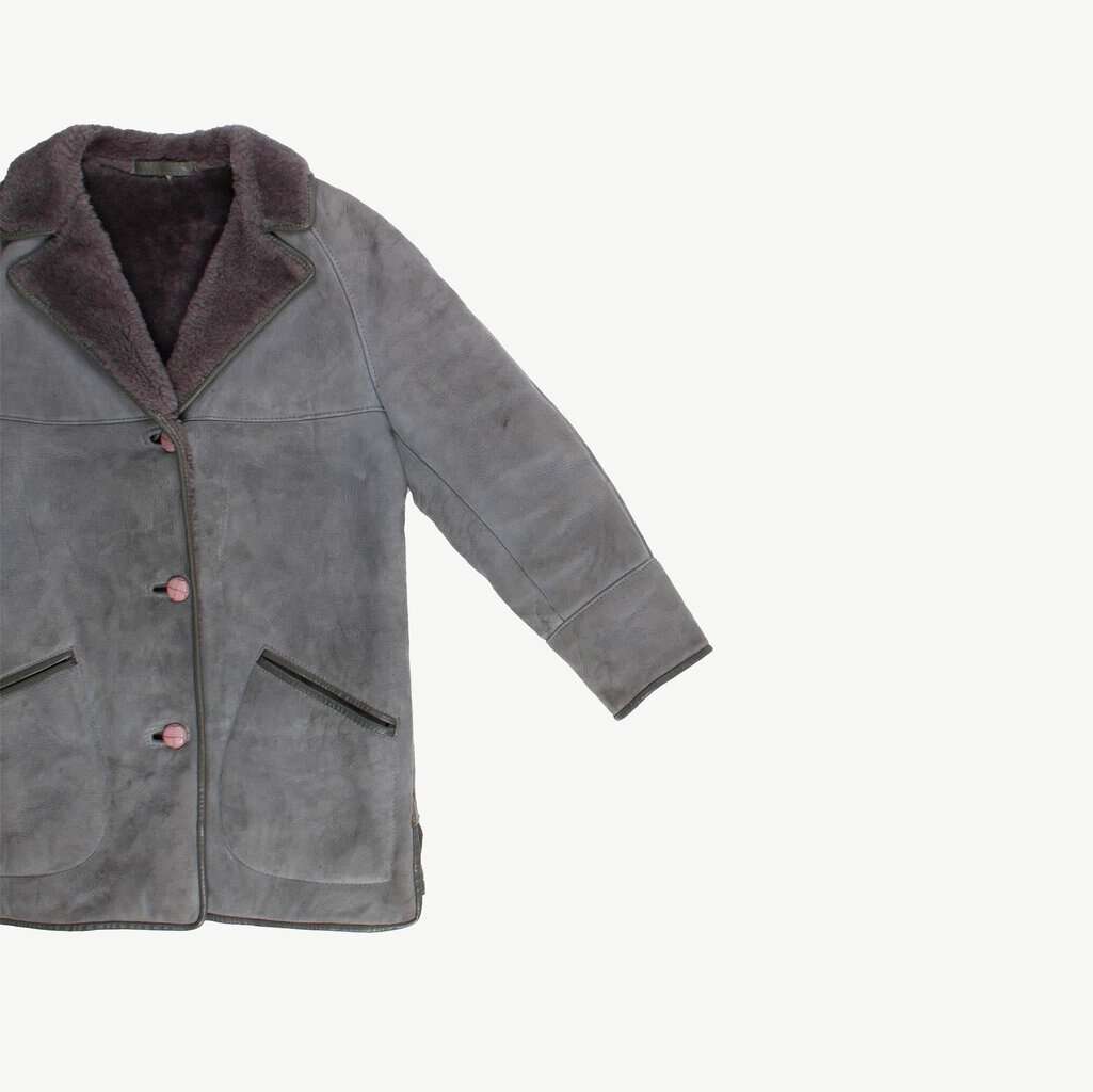 Vintage blue-grey sheepskin Husky Leather jacket - L - Image 4