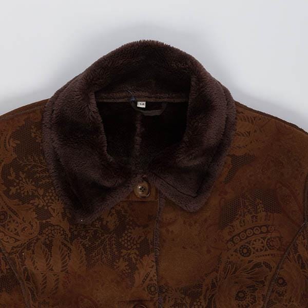 Faux shearling patterned jacket, womens fake sheepskin, 60s style - Small / Medium - Image 4