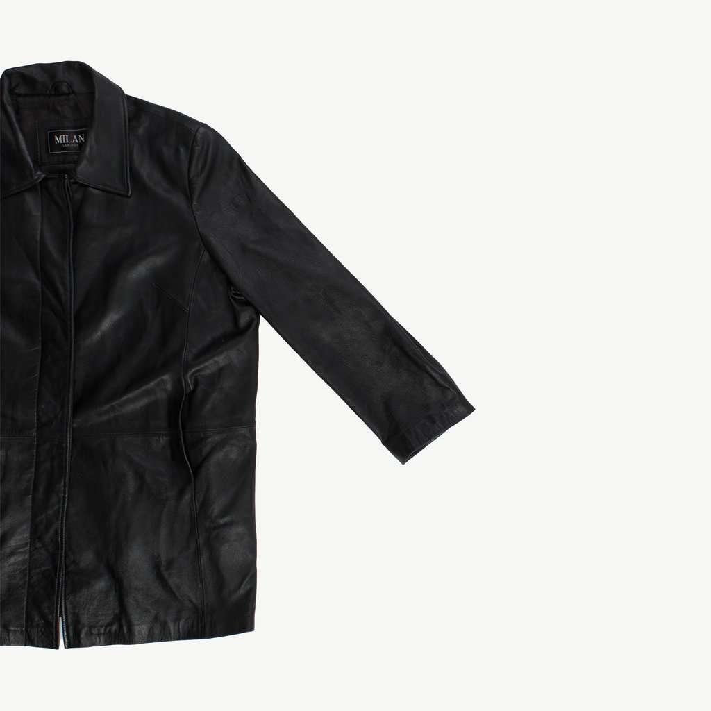 Womens long leather jacket, soft leather coat - M / L - Image 5