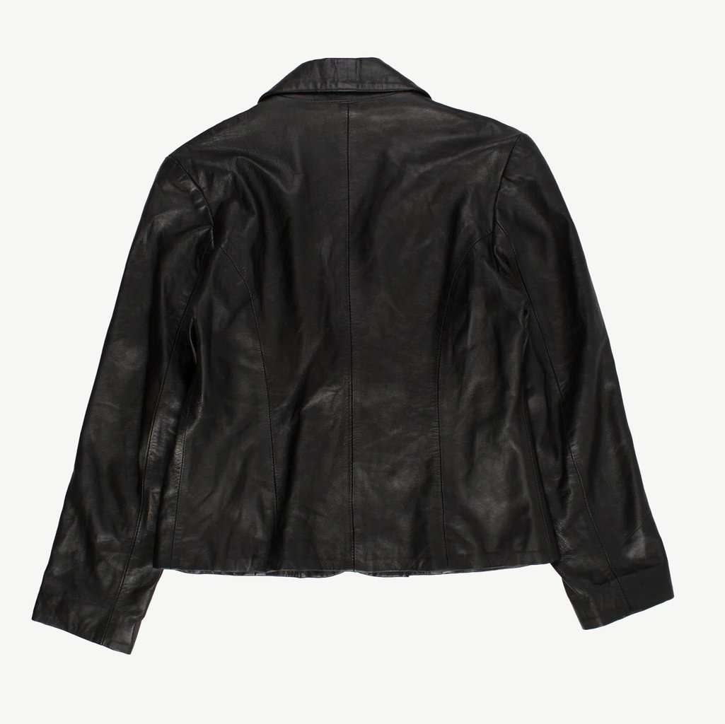 Soft black leather jacket, womens vintage blazer, retro Y2K 90s - Medium - Image 3